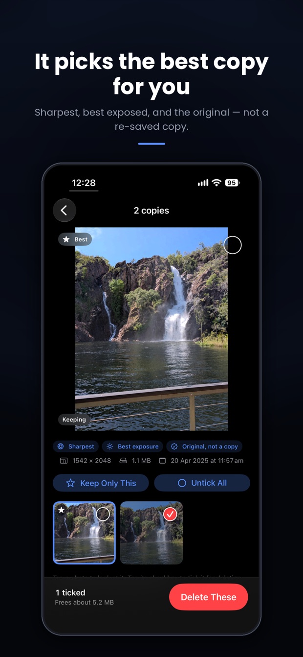 One Shot showing which copy of a photo to keep
