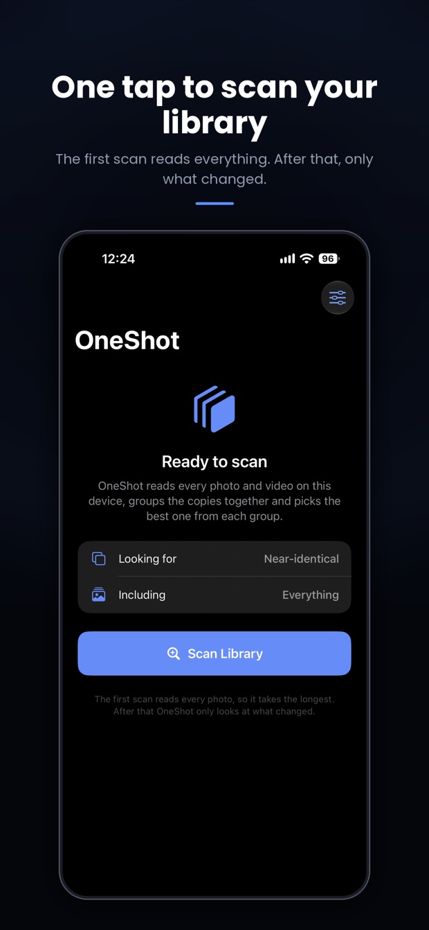 One Shot ready to scan the photo library